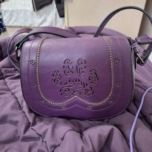 Elegant Purple Leather Crossbody Bag